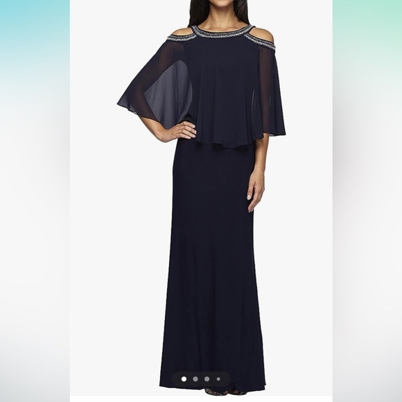 NWT Alex Evenings Women's Cold Shoulder Popover Dress size 12 - Picture 1 of 4